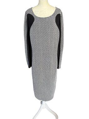 Lucy Diamonds women's black and white textured geometric pattern midi dress 2X
